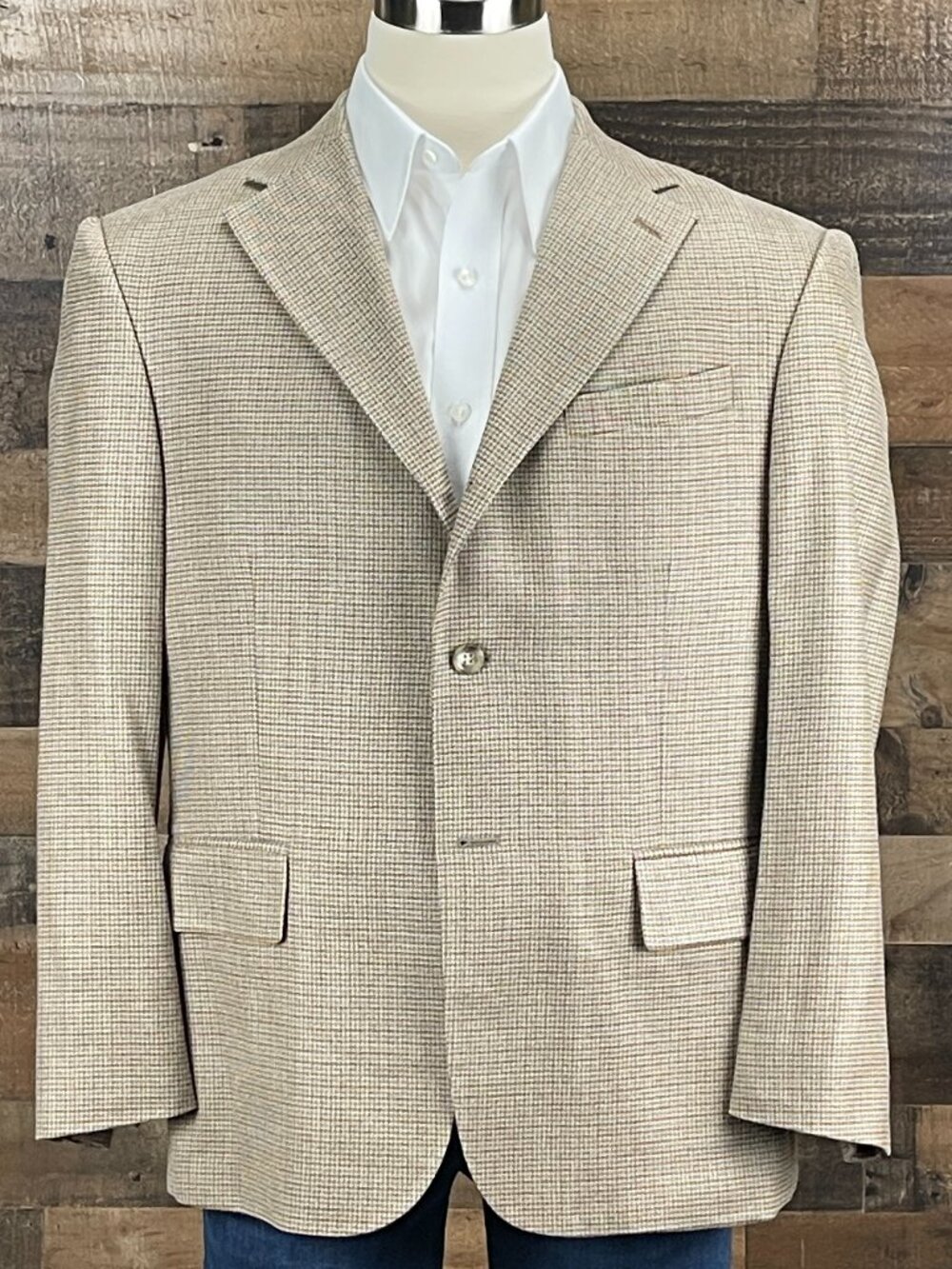 Oscar De La Renta Sport Coat Suit Jacket Mens 42S Houndstooth Silk Wool Blazer
